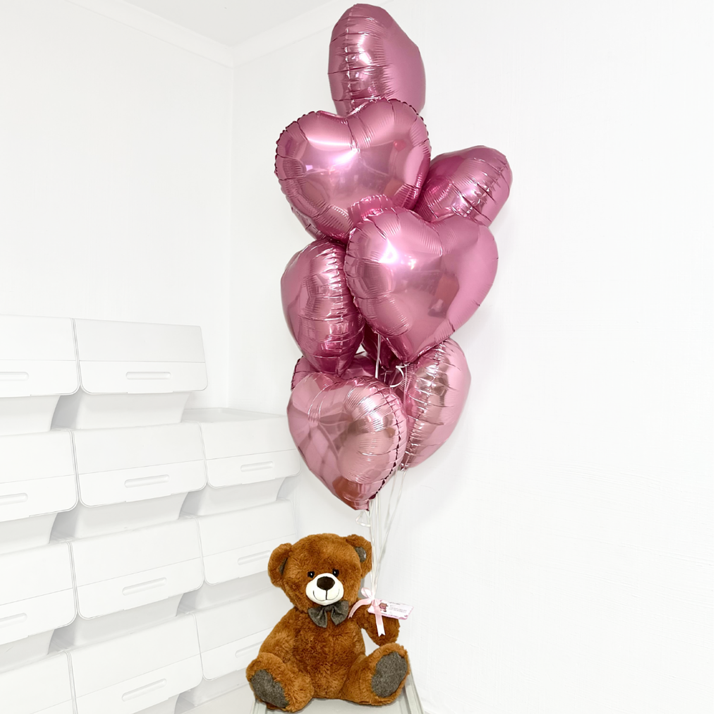Oso Teddy Racimo Globos Corazón  1