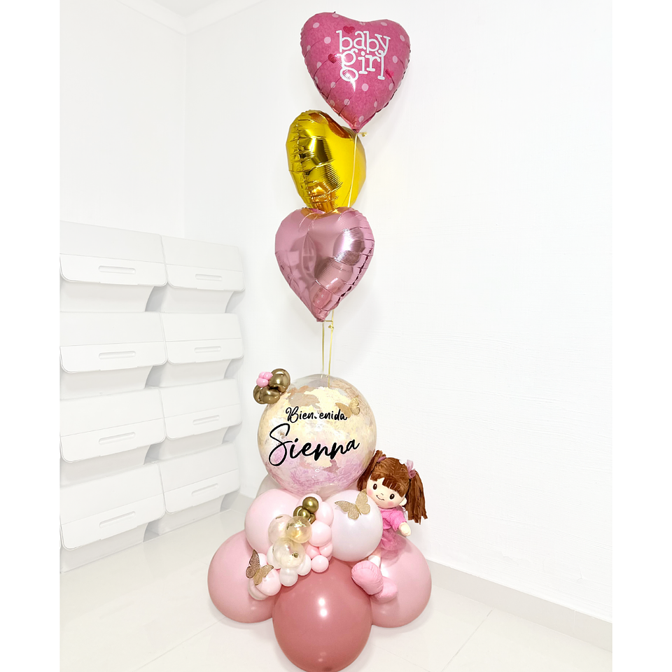 Bouquet Globos Bienvenida con Muñeca de Apego 1