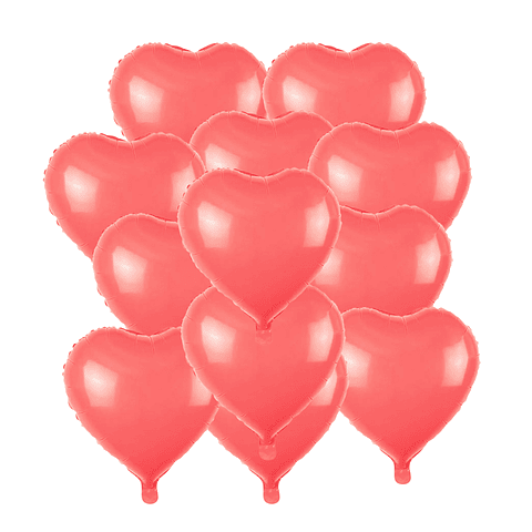 12 Globos Corazón Rosado Pastel 18pulgadas
