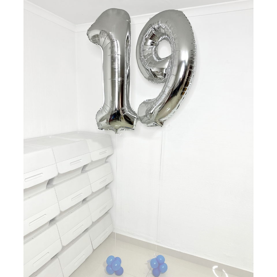 Pack 2 Globos Metálicos Número con Helio 100cm 1