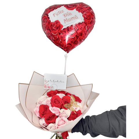 Ramo 24 rosas más 1 Globo con helio