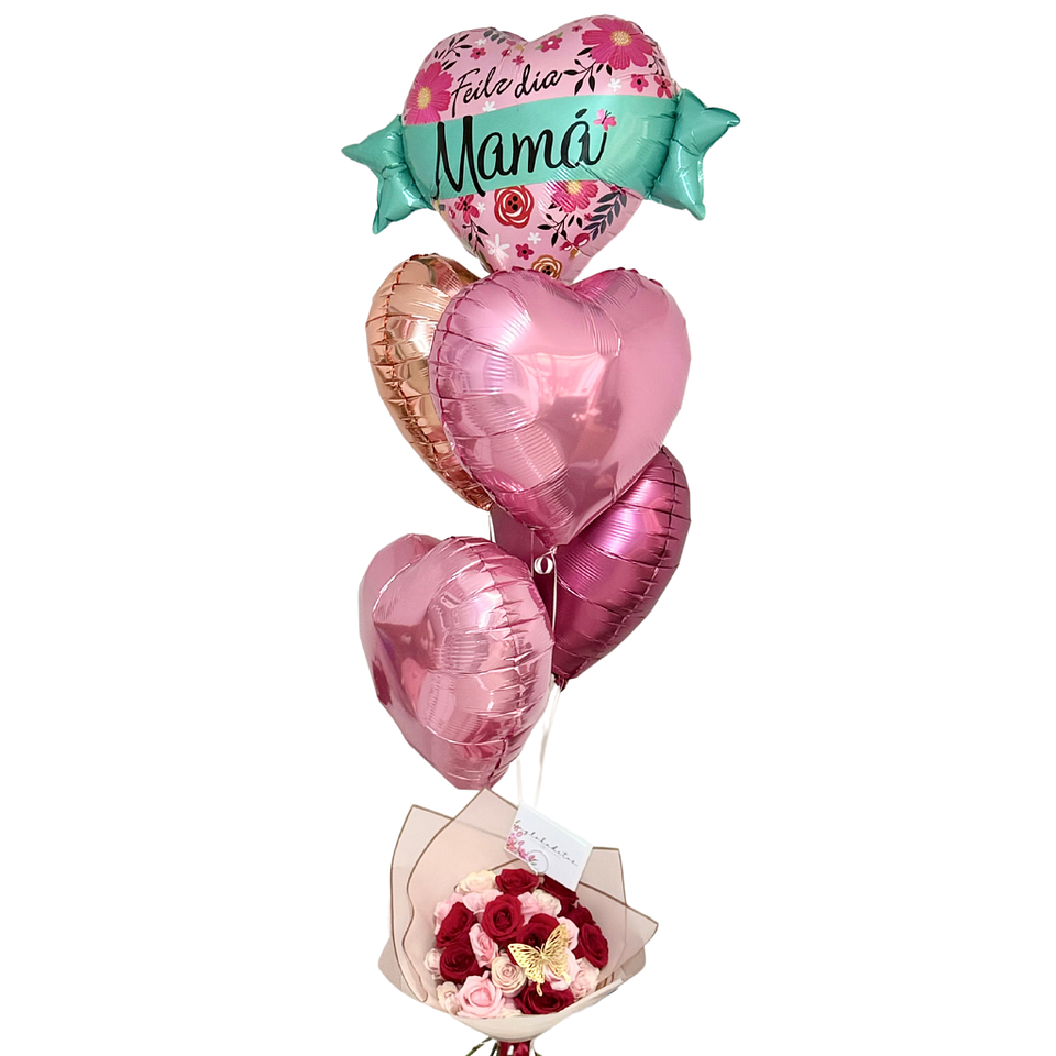 Ramo 24 rosas más 5 globos con helio 1