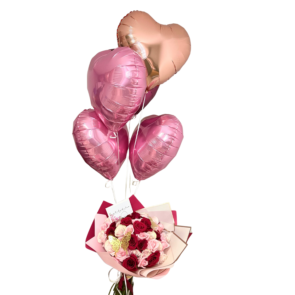 Ramo de 50 Rosas más 5 Globos con helio 1