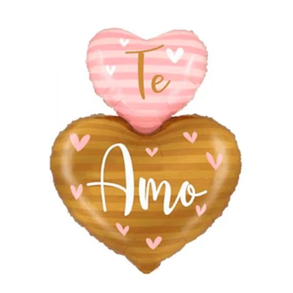 Globo Foil Metálico Doble Corazón Te amo 54x84cm 1