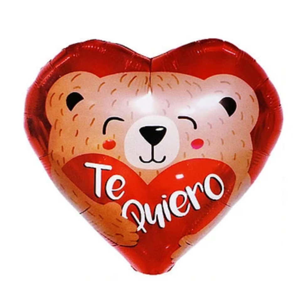 Globo Foil Metálico Corazón Oso Te quiero 45cm 18
