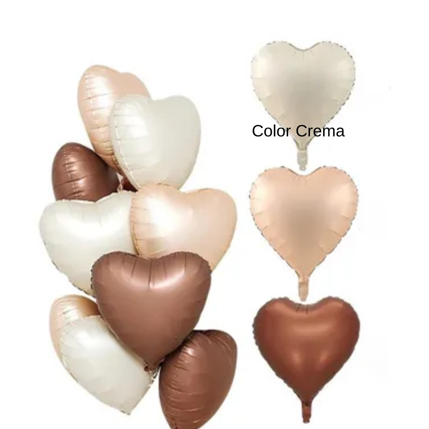 Globo Foil Metálico Corazón Crema 45cm 18