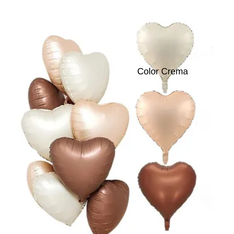 Globo Foil Metálico Corazón Crema 45cm 18