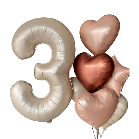 Globo Número más Racimo de 6 Globos con helio 