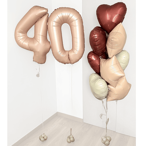 2 Globo Número más Racimo de 10 Globos Nude 