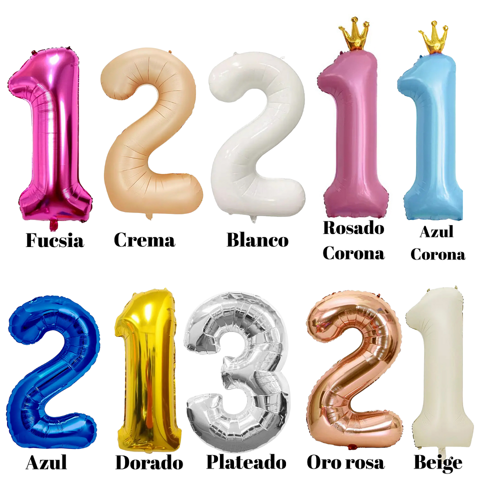 2 Globo Número más Racimo de 10 Globos Nude  2