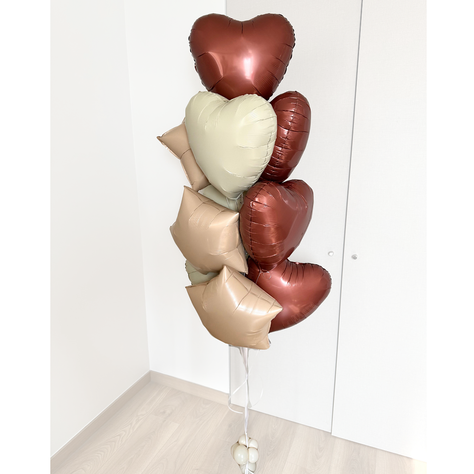 Racimo de 10 Globos Corazón y Estrella Nude  1