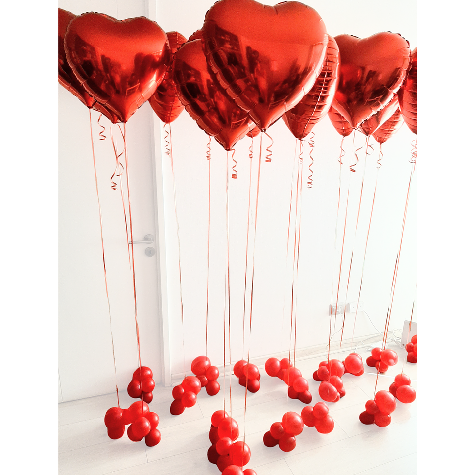 Globo Metálico Corazón con Base 45cm 18''  1