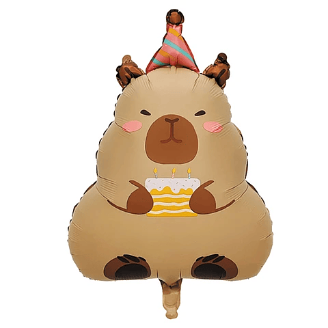 Globo Foil Metálico Capibara Pastel Cumpleaños con Helio 69cm