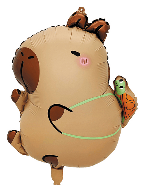 Globo Foil Metálico Capibara Tortuga con Helio 63cm