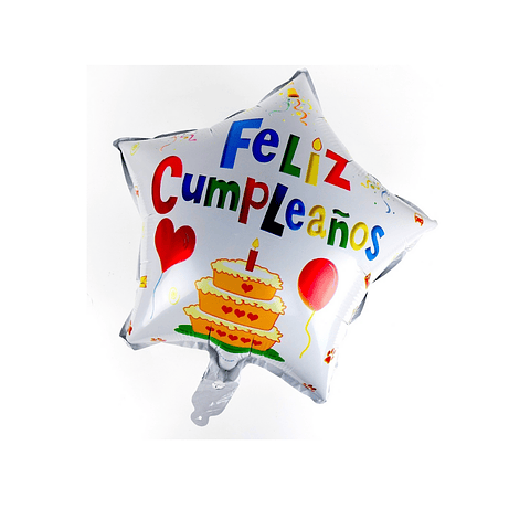 Globo Foil Estrella Feliz Cumpleaños con helio 45cm 18"
