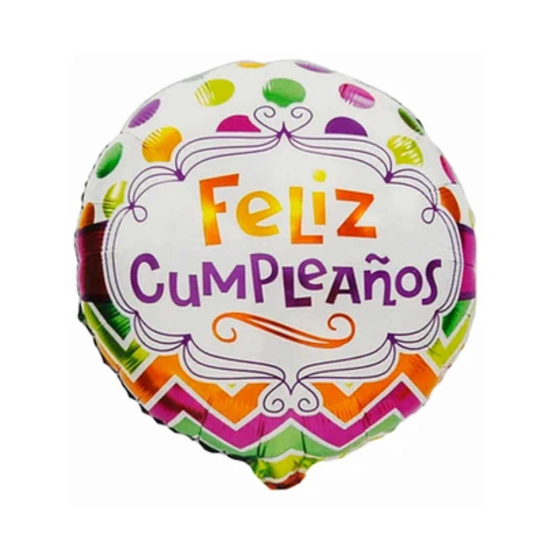 Globo Foil Redondo Feliz cumpleaños con helio 18