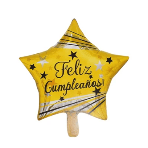 Globo Foil Metálico Estrella Feliz cumpleaños con Helio 45cm 18"