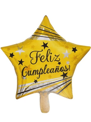 Globo Foil Metálico Estrella Feliz cumpleaños con Helio 18