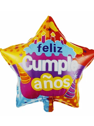 Globo Foil Metálico Estrella Feliz cumpleaños 18