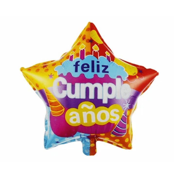 Globo Foil Metálico Estrella Feliz cumpleaños 18