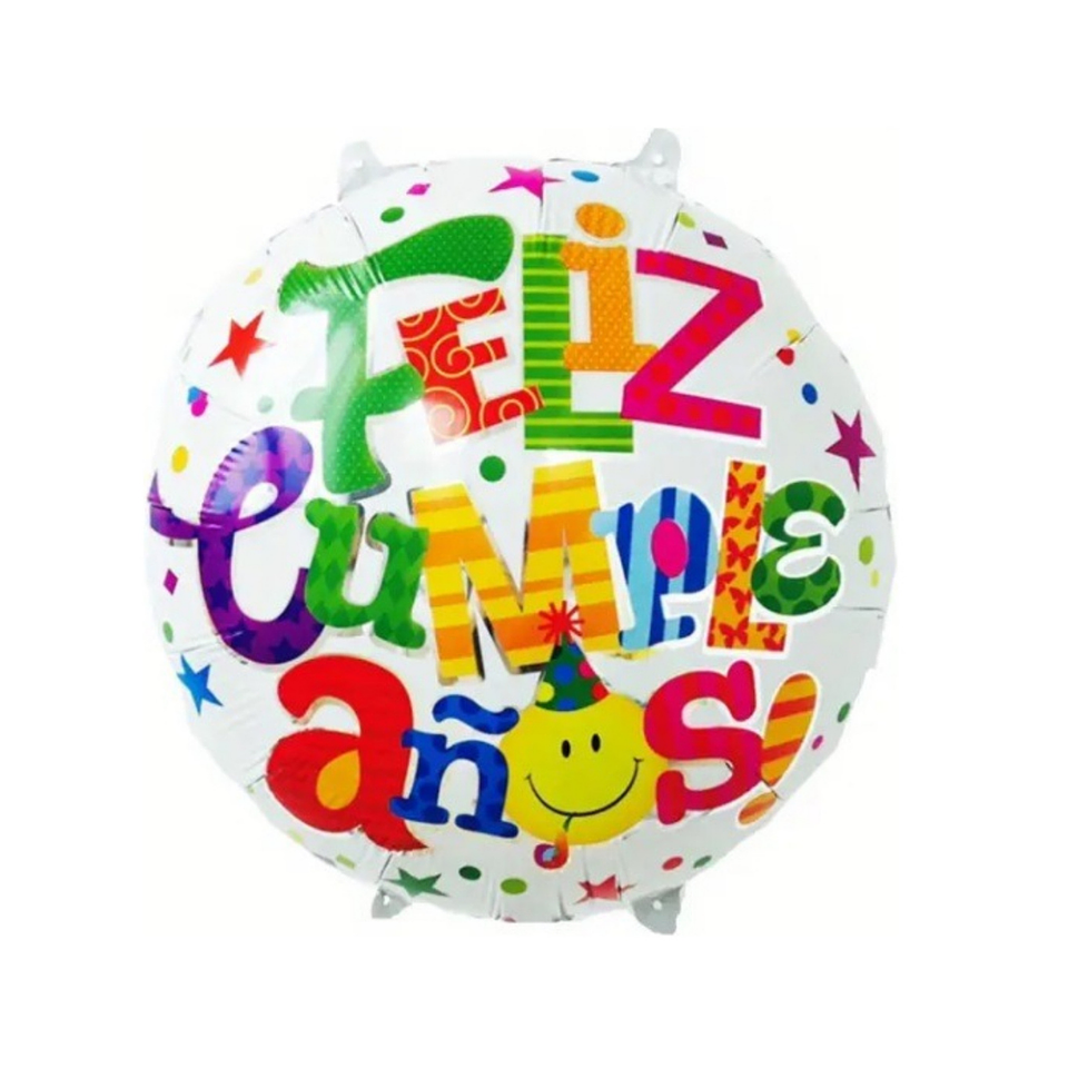Globo Foil Metálico Feliz cumpleaños 45cm 18