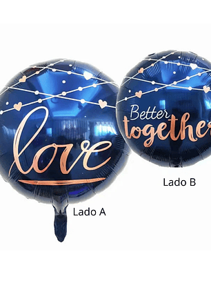 Globo Foil Metálico Redondo Love 63x53cm con Helio