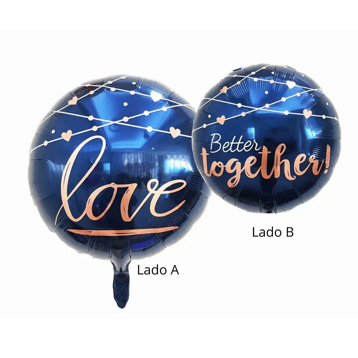 Globo Foil Metálico Redondo Love 63x53cm con Helio 1