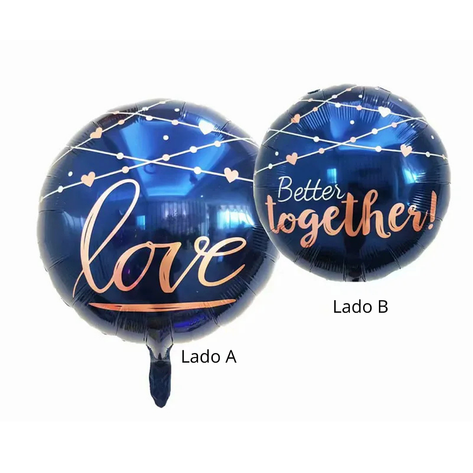Globo Foil Metálico Redondo Love 63x53cm con Helio 1