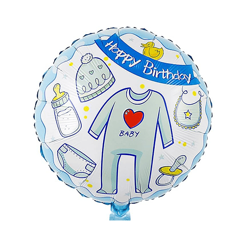 Globo Foil Metálico Happy Birthday Niño 45cm 18"con Helio