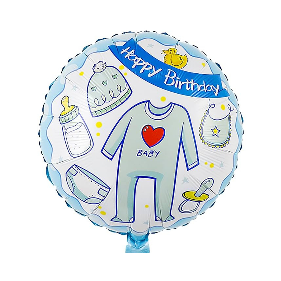 Globo Foil Metálico Happy Birthday Niño 45cm 18