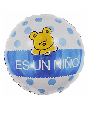 Globo Foil Metálico Redondo Es un Niño 45cm con Helio