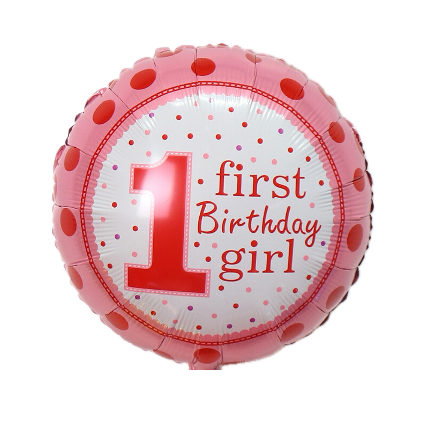 Globo Foil Metálico Redondo 1er Cumpleaños Niña con Helio 45cm 1