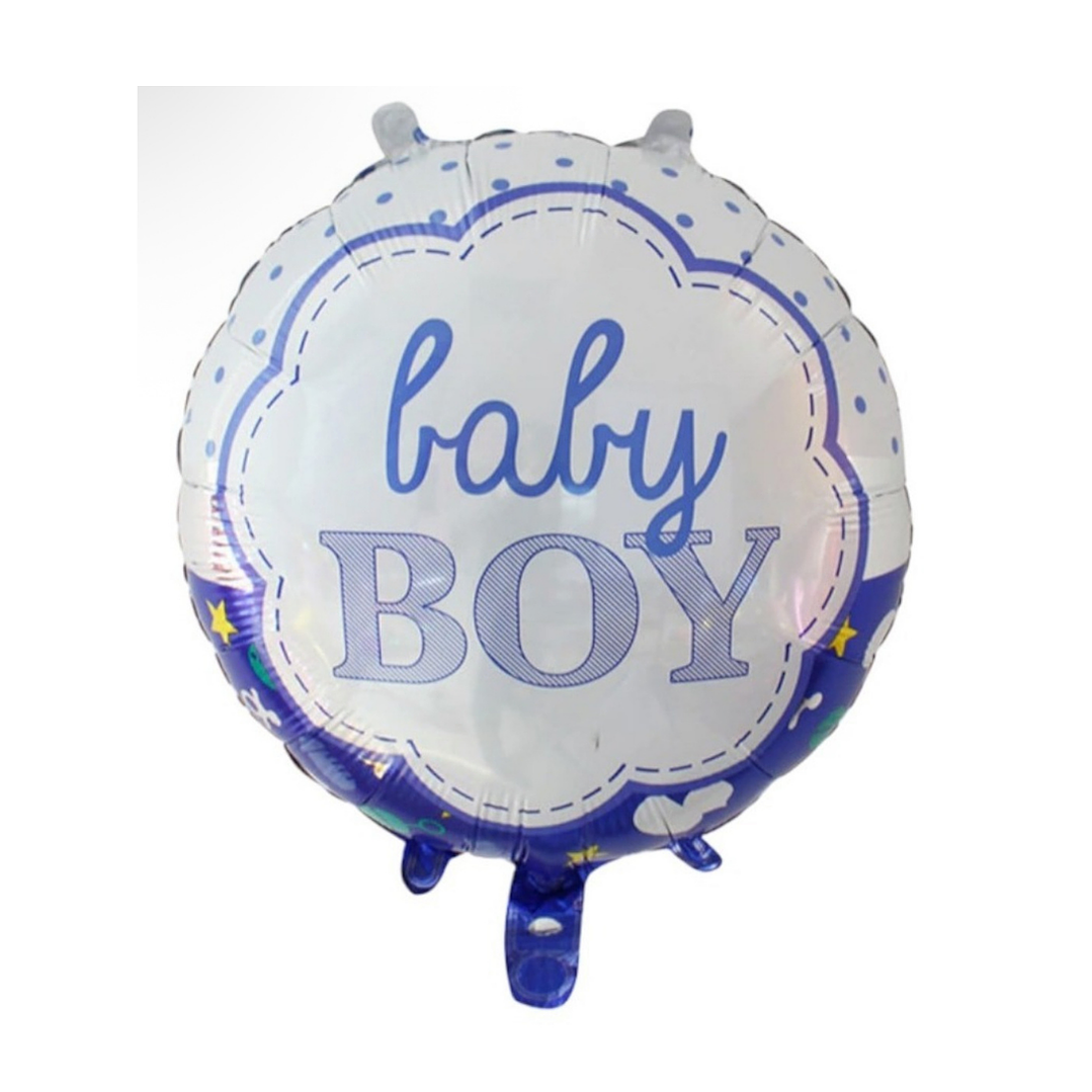 Globo Foil Metálico Baby Boy Redondo 45cm con Helio 1