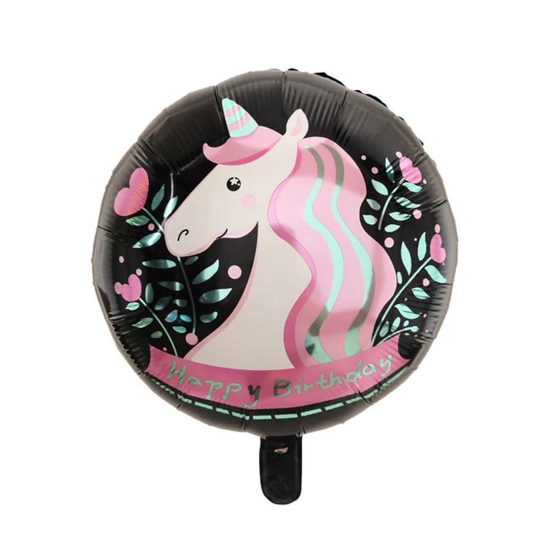 Globo Foil Metálico Feliz Cumpleaños Unicornio 45cm con Helio 1