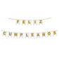 Banderín Guirnalda Feliz cumpleaños Blanco y Dorado 3m - Miniatura 1