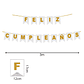 Banderín Guirnalda Feliz cumpleaños Blanco y Dorado 3m - Miniatura 2