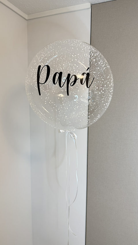 Globo burbuja con Bolitas Plumavit con Helio 