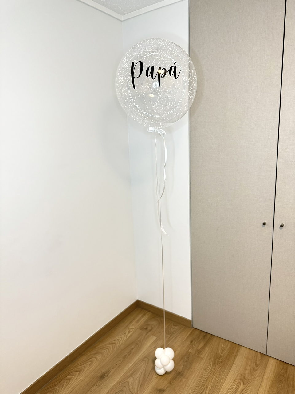 Globo burbuja con Bolitas Plumavit con Helio  2