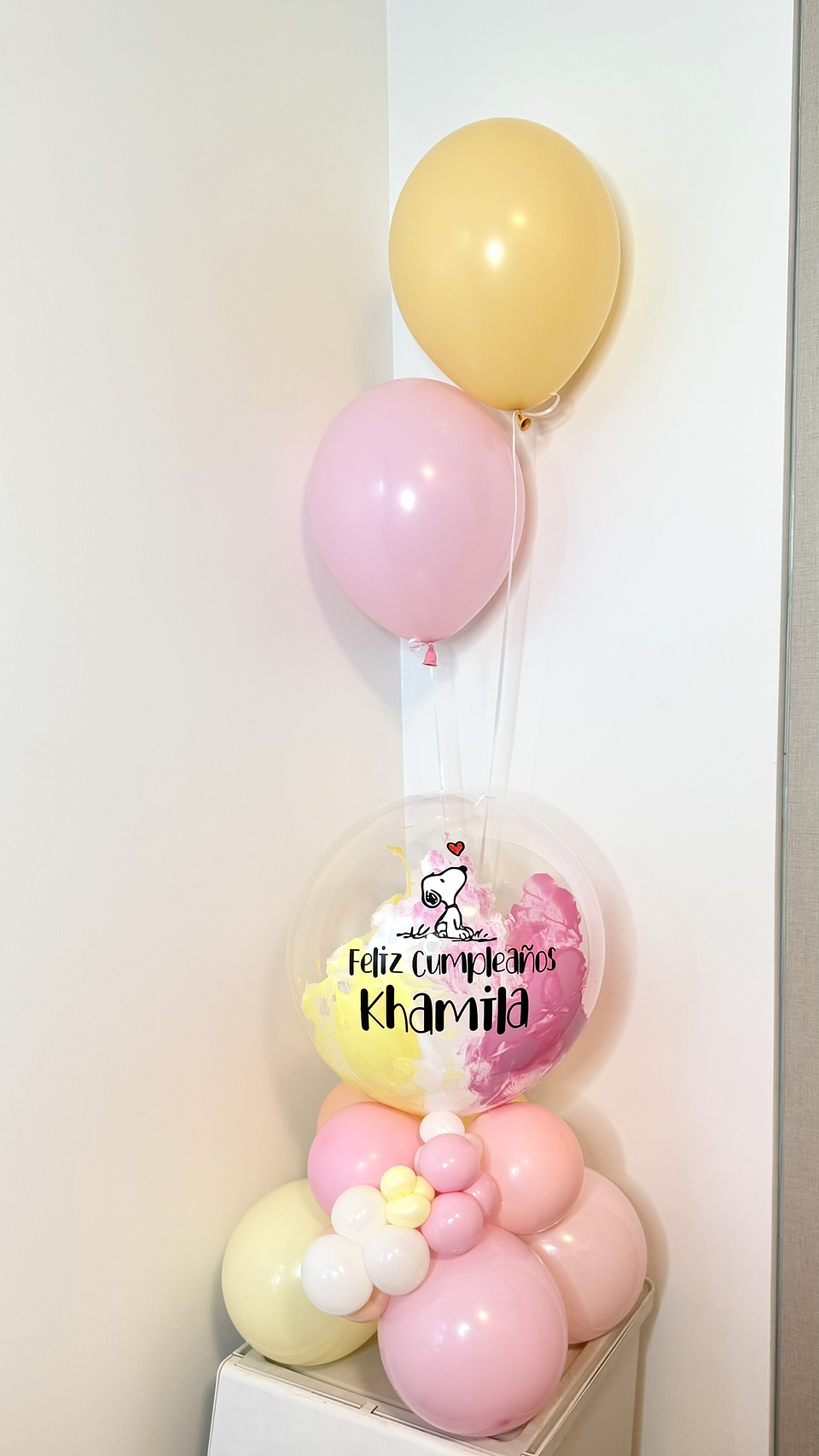 Bouquet de Mesa Personalizado con 2 globos helio 1