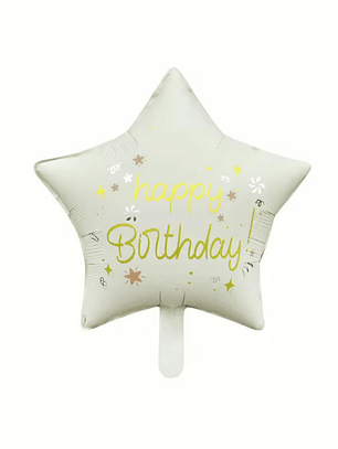 Globo Foil Metálico Estrella Happy Birthday con Helio 