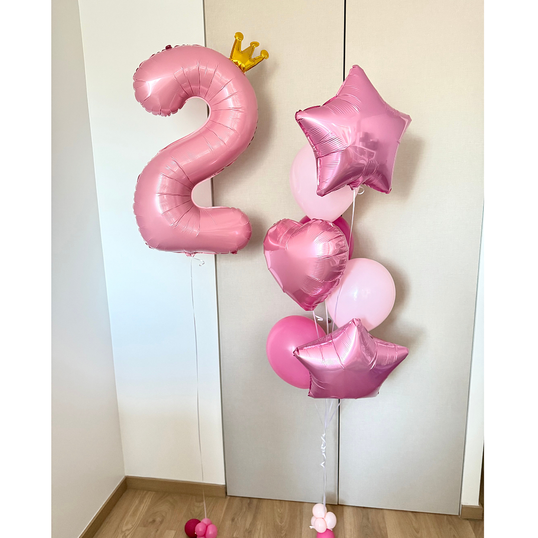 Globo Número Foil más Racimo de 7 Globos Mixtos 1