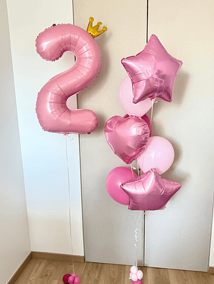 Globo Número Foil más Racimo de 7 Globos Mixtos