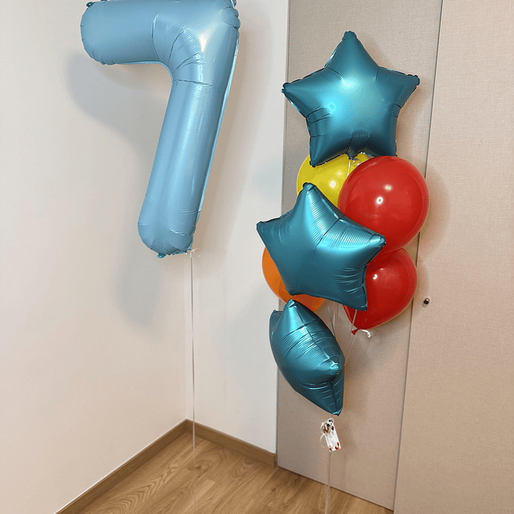 Globo Número Foil más Racimo de 7 Globos Mixtos 2