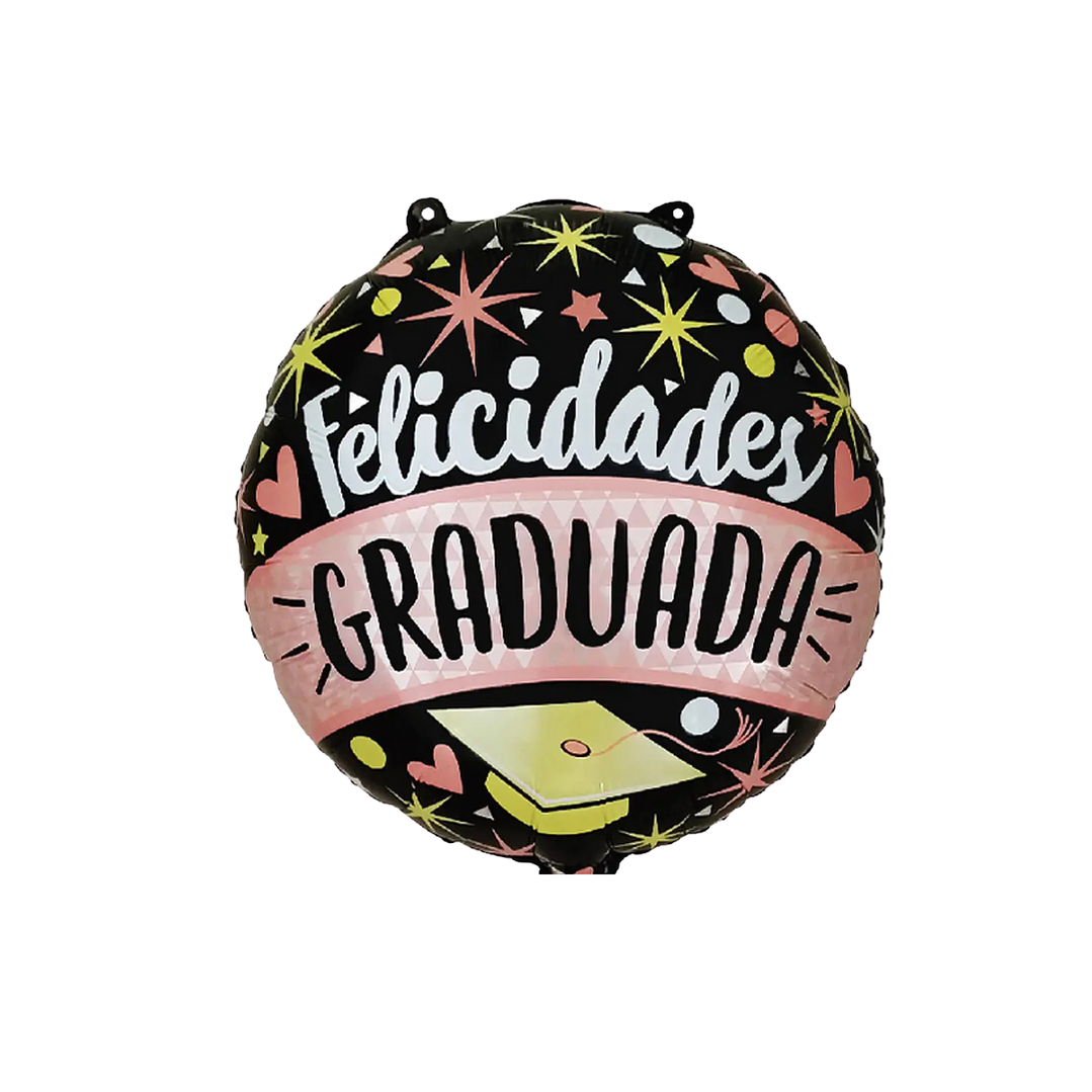 Globo Foil Felicidades Graduada 45cm con Helio 1