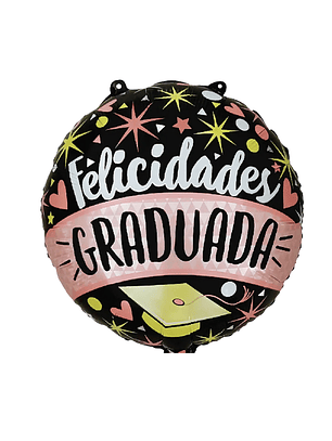 Globo Foil Felicidades Graduada 45cm con Helio