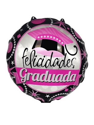 Globo Foil Metálico 45cm Felicidades Graduada con Helio