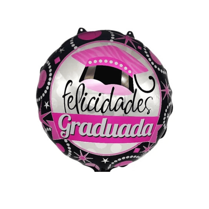 Globo Foil Metálico 45cm Felicidades Graduada con Helio 1