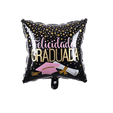Globo Foil Metálico Felicidades Graduada 45cm con Helio