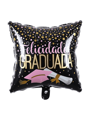 Globo Foil Metálico Felicidades Graduada 45cm con Helio