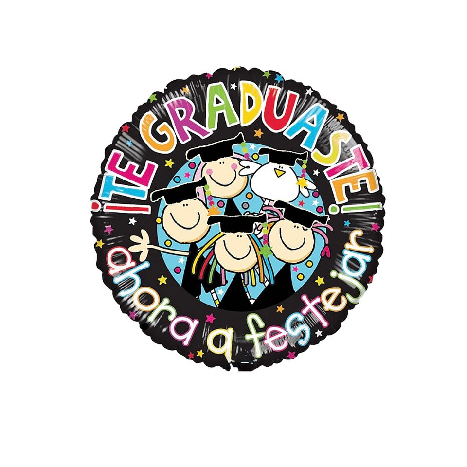 Globo Foil Metálico Te Graduaste 45cm con Helio 1